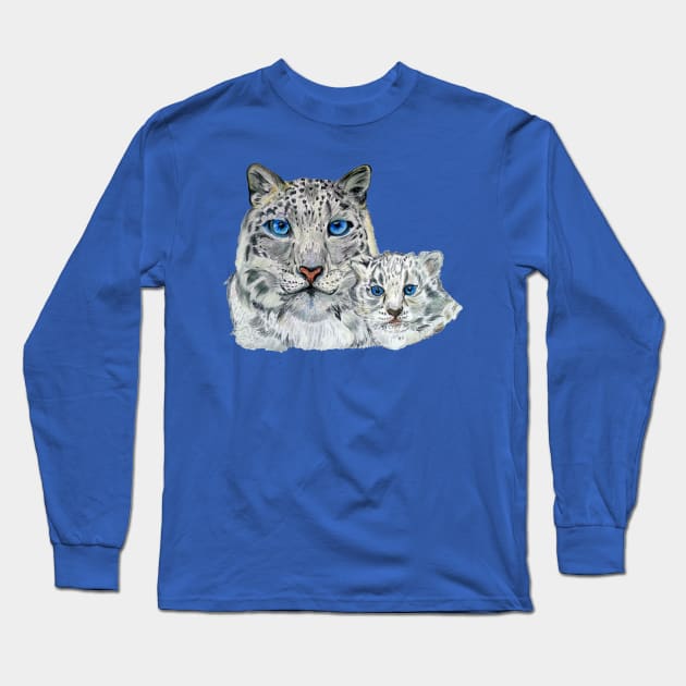 Snow Leopards Long Sleeve T-Shirt by mariasibireva